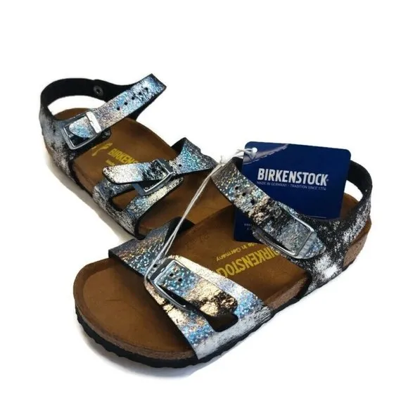 Birkenstock Youth Rio Kids Birko-Flor Sandals Black EU 26 Girls US C 8 NARROW